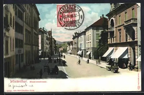AK Winterthur, Belebte Partie an der Museumstrasse