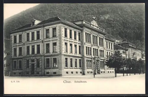 AK Chur, Schulhaus mit Strassenpartie