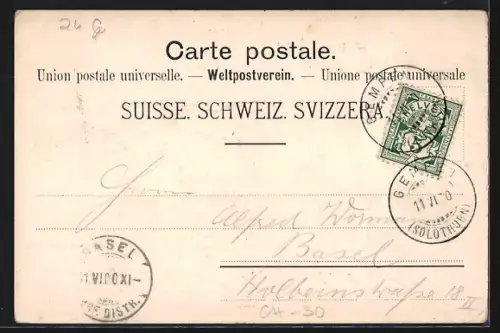 Lithographie Gempenfluh, Panorama mit Aussichtsturm