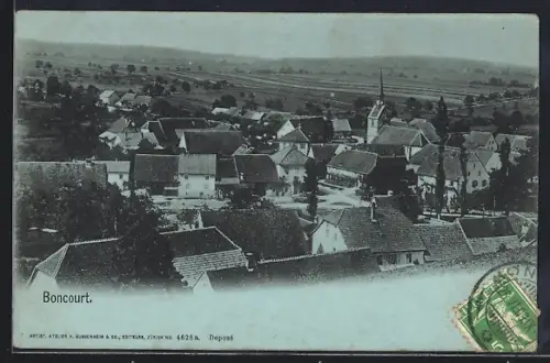AK Boncourt, Teilansicht mit Kirche