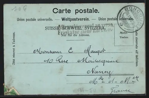 AK Boncourt, Teilansicht mit Kirche