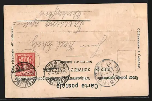 Lithographie St. Gallen, Müllerthor und Wappen