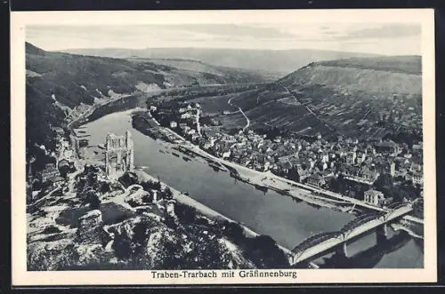 AK Traben-Trarbach, Teilansicht mit Gräfinnenburg