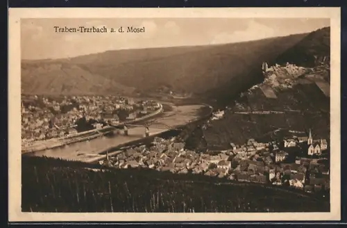 AK Traben-Trarbach a. d. Mosel, Teilansicht mit Brücke
