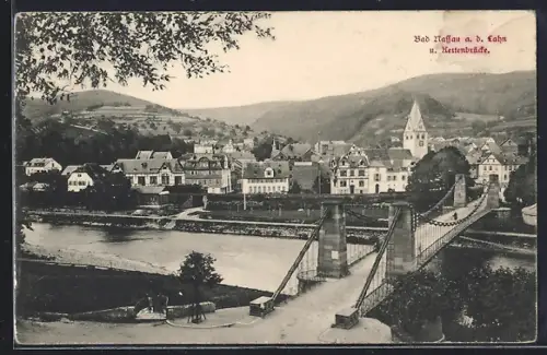 AK Bad Nassau, Ortsansicht mit Kettenbrücke