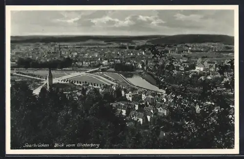 AK Saarbrücken, Ortsansicht vom Winterberg