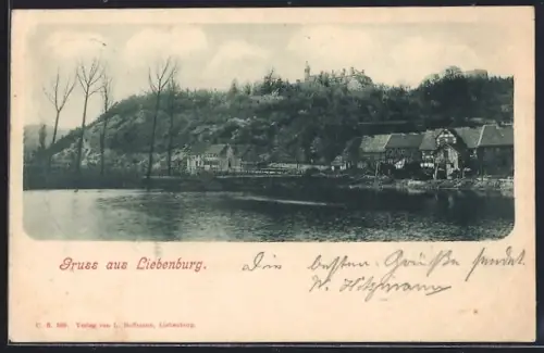 AK Liebenburg, Uferpartie mit Schloss