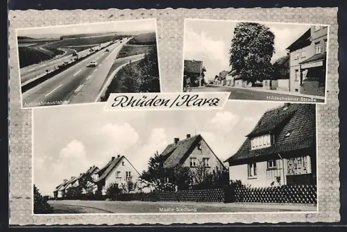 AK Rhüden /Harz, Maate-Siedlung, Autobahnausfahrt, Hildesheimer Strasse