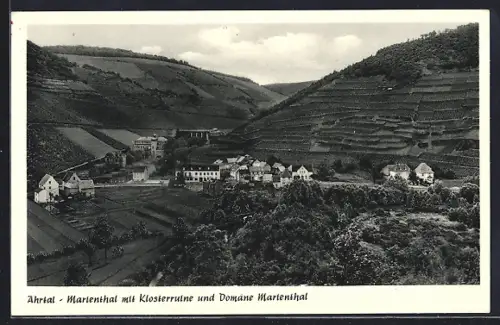 AK Marienthal / Ahrtal, Ortsansicht mit Klosterruine und Domäne