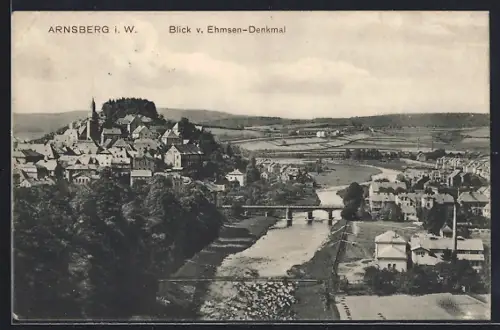 AK Arnsberg i. W., Blick vom Ehmsen-Denkmal auf den Ort