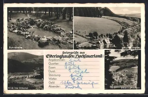 AK Elkeringhausen /Hochsauerland, Schullandheim, Ruhrquelle, Blick ins Orketal