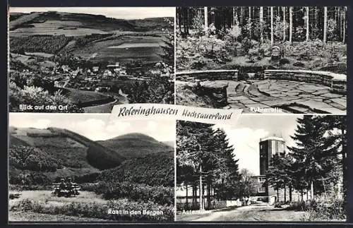 AK Referinghausen /Hochsauerland, Ruhrquelle, Astenturm, Rast in den Bergen