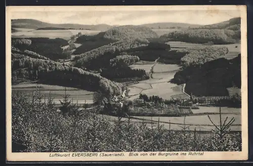 AK Eversberg /Sauerland, Blick von der Burgruine ins Ruhrtal