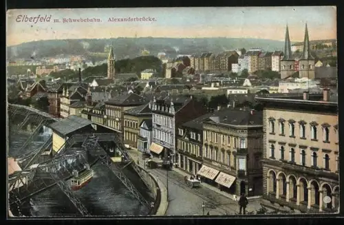 AK Elberfeld, Alexanderbrücke mit Schwebebahn