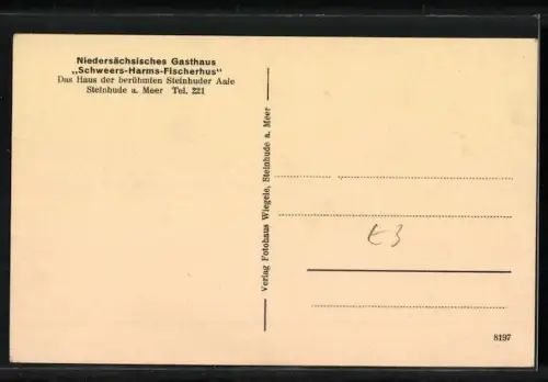 AK Steinhude a. Meer, Dönze im Niedersächs. Gasthaus Schweers-Harms Fischerhus, Graf-Wilhelmstr. 66