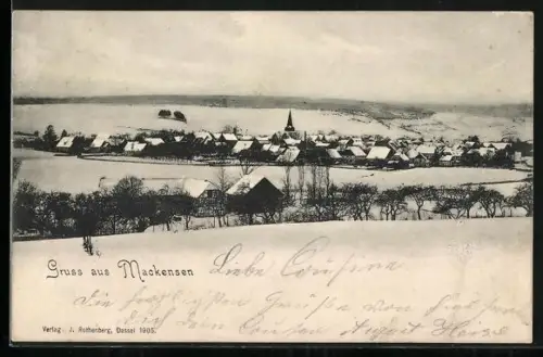 AK Mackensen, Ortsansicht mit Kirche