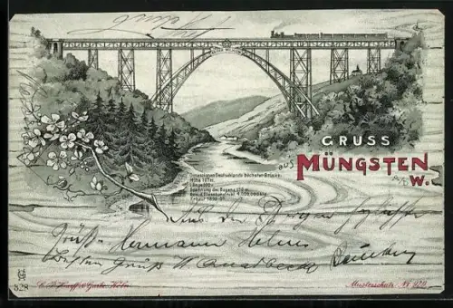 Lithographie Müngsten, Kaiser Wilhelm Brücke