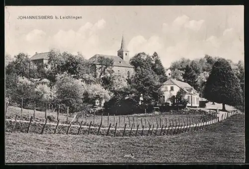 AK Johannesberg b. Leichlingen, Ortspartie mit Kirche