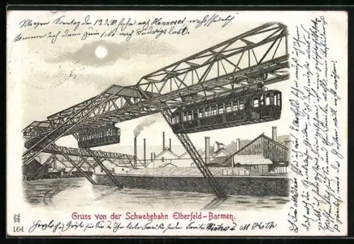 Lithographie Elberfeld-Barmen, Schwebebahn