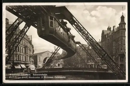 AK Wuppertal-Elberfeld, Die Schwebebahn, Ortspartie