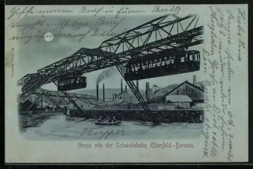 AK Elberfeld-Barmen, Blick auf die Schwebebahn