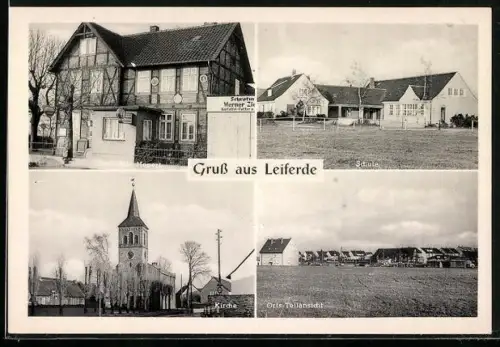 AK Leiferde / Braunschweig, Orts-Teilansicht, Gaststätte Hopert, Schule