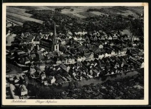 AK Buxtehude, Gesamtansicht mit Kirche, Fliegeraufnahme