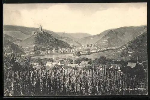 AK Cochem / Mosel, Blick vom Berg auf den Ort