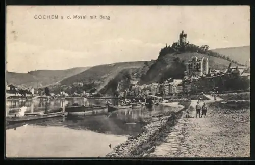 AK Cochem a. d. Mosel, Ortsansicht mit Burg