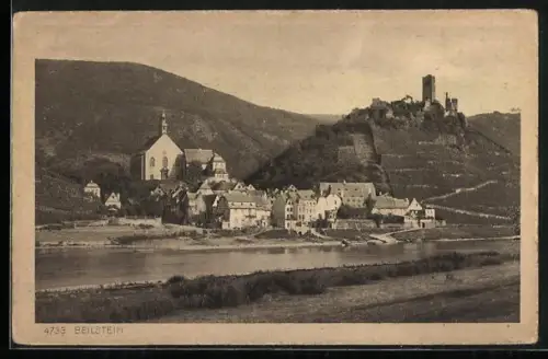 AK Beilstein / Mosel, Gesamtansicht mit Burg