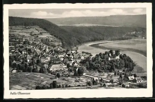AK Polle /Oberweser, Totalansicht aus der Vogelschau
