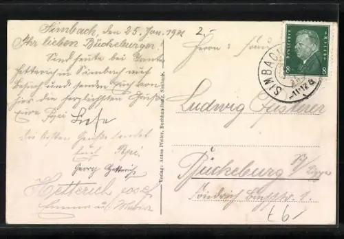 AK Simbach a. Inn, Ansicht mit Braunau u. Reichsbrücke