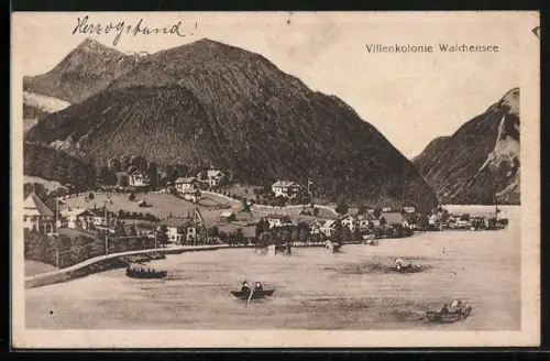 AK Walchensee, Blick auf die Villenkolonie