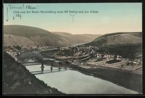 AK Alf Bullay, Blick von der Ruine Marienburg