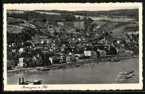 AK Remagen a. Rh., Rheinpromenade, Schiffsanleger, Ausflugsschiff
