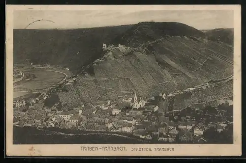 AK Traben-Trarbach, Stadtteil Trarbach, Weinberge, Burgruine, Kirche