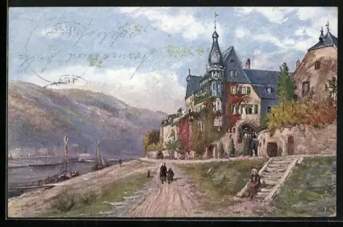 AK Traben-Trarbach a. d. Mosel, Hotel Clauss-Feist, Uferpromenade, Moselansicht
