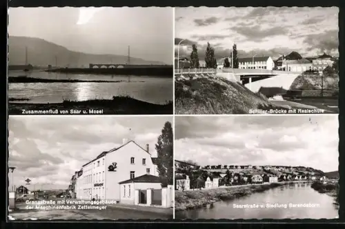 AK Konz, Siedlung am Zusammenfluss von Saar und Mosel, Schiller-Brücke, Maschinenfabrik Zettelmeyer