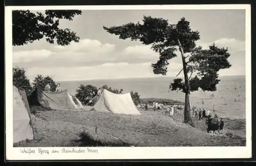 AK Neustadt am Rübenberge, Weisser Berg am Steinhuder Meer, Zeltlager, Seeufer, Badegäste