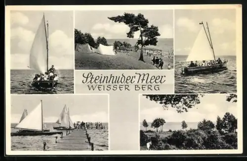 AK Neustadt am Rübenberge, Weisser Berg / Steinhuder Meer, Segelboote, Zeltlager, Steg