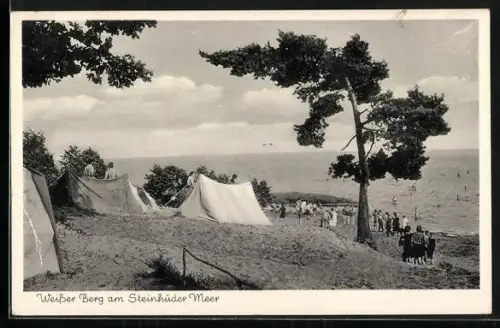 AK Neustadt am Rübenberge, Weisser Berg am Steinhuder Meer, Zeltlager, Seeufer, Badegäste