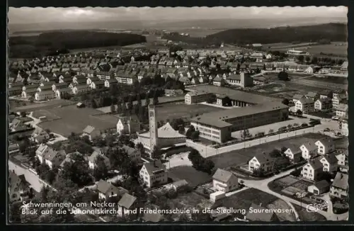 AK Schwenningen am Neckar, Johanniskirche, Friedensschule, Siedlung Saurenvasen
