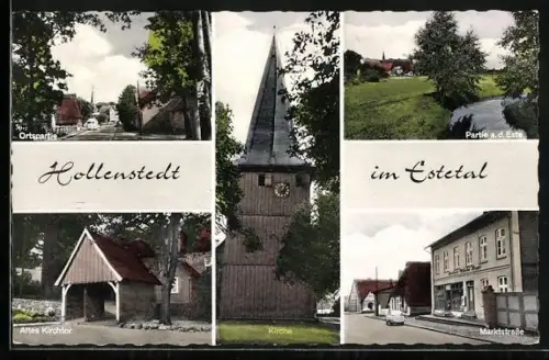 AK Hollenstedt im Estetal, Kirche, Altes Kirchtor, Marktstrasse, Partie a. d. Este