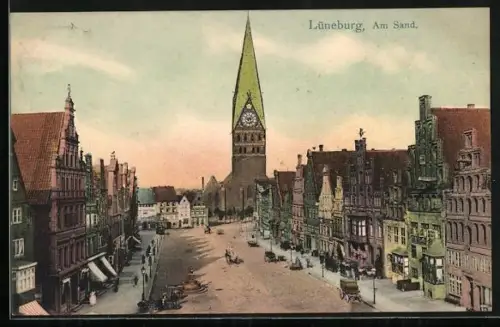 AK Lüneburg, Am Sande, Marktplatz, St. Johanniskirche