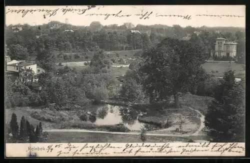 AK Reinbek, Parklandschaft mit Villa und Teich