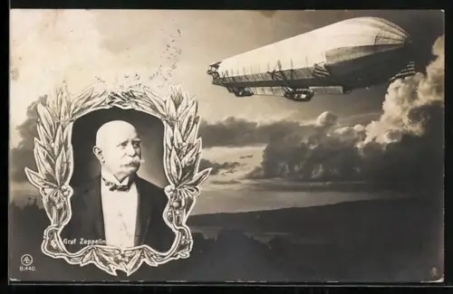 AK Luftschiff Zeppelin, Portrait Graf Zeppelin