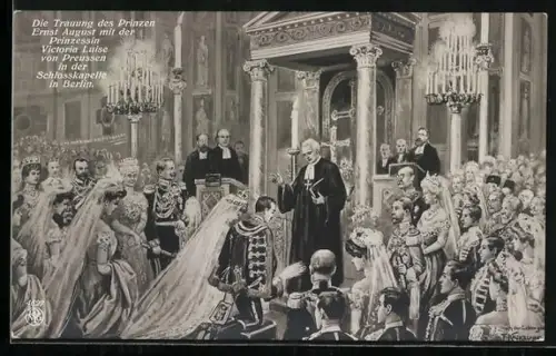 AK Berlin, Trauung Prinz August mit Victoria Luise in der Schlosskapelle