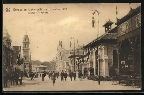 AK Bruxelles, Exposition Universelle 1910, Avenue des Nations, Ausstellung