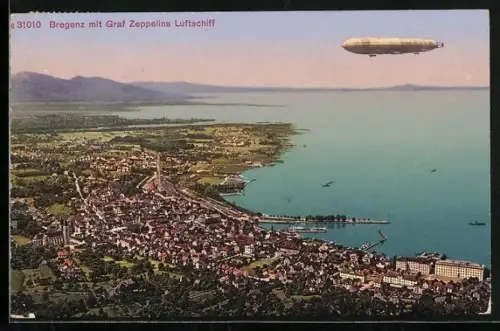 AK Bregenz mit Luftschiff Graf Zeppelin