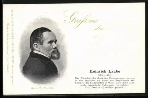 AK Heinrich Laube, Leiter des Wiener Burgtheaters